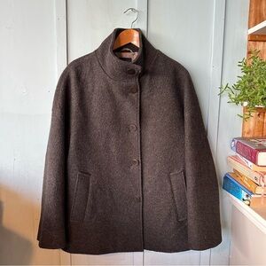 Hilary Radley Women's Dark Brown 100% Wool Pea Coat